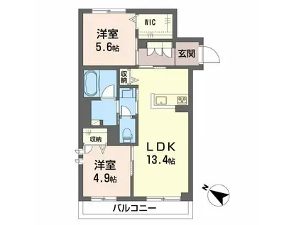 フルールブラン(2LDK/2階)の間取り写真
