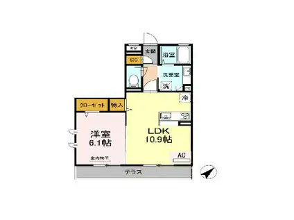 コンティニュエ(1LDK/1階)の間取り写真