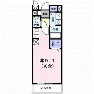 ドリーム(ワンルーム/2階)の間取り写真