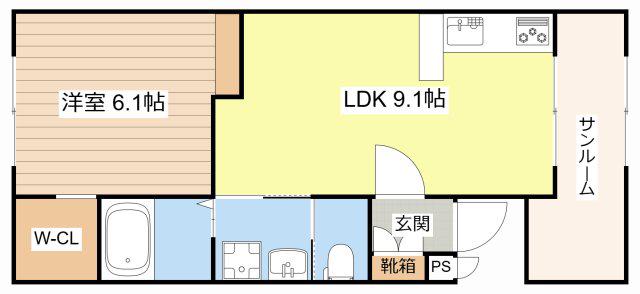 クレスト大戍亥2号館(1LDK/2階)の間取り写真