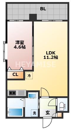SGB浜町(1LDK/3階)の間取り写真