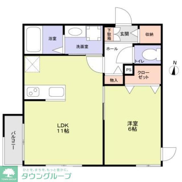 アンソレイユ明大前(1LDK/1階)の間取り写真