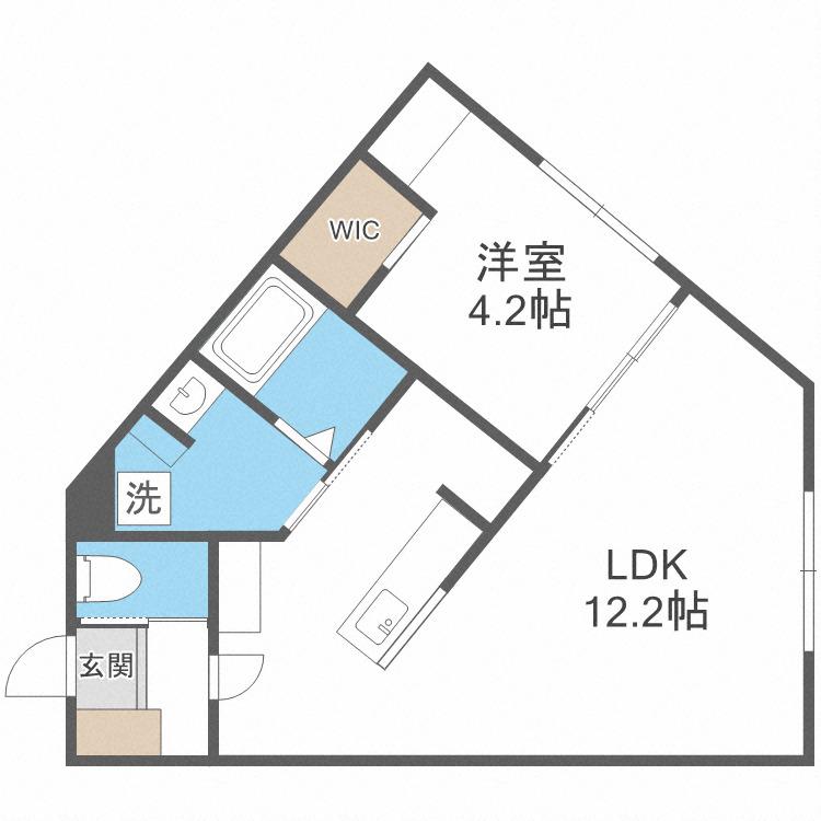 JEEKBLAU美園(1LDK/3階)の間取り写真