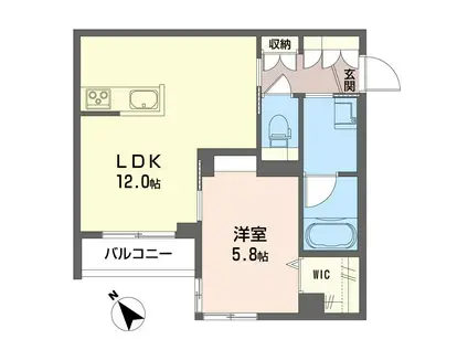 シャンテユーIII(1LDK/2階)の間取り写真