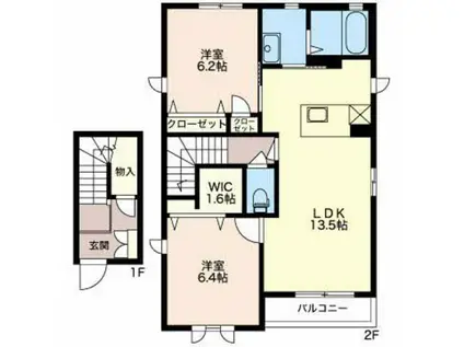 ヒストリア(2LDK/2階)の間取り写真