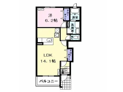 エテルノーレA(1LDK/1階)の間取り写真