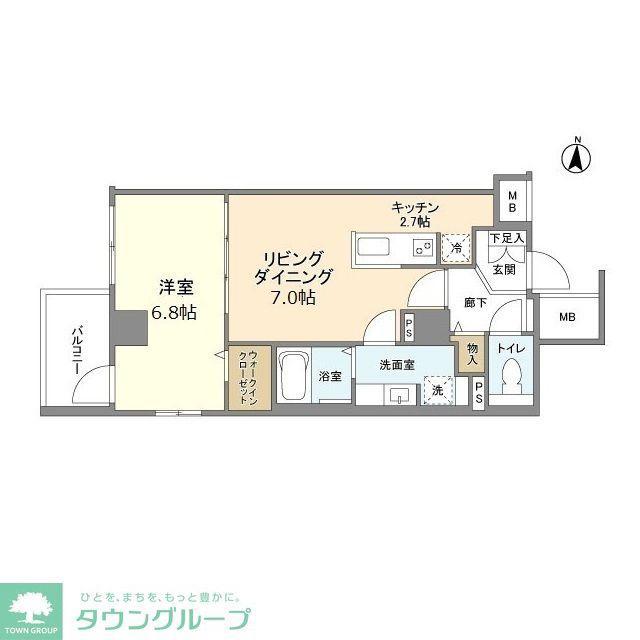 コスモグランス東日暮里(1LDK/2階)の間取り写真