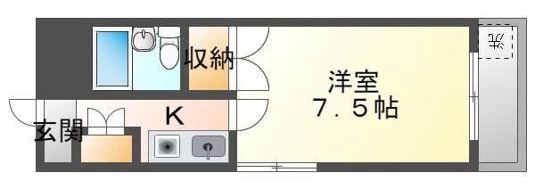 メビウスコート国立(1K/2階)の間取り写真
