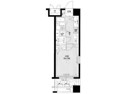 MAIN STAGE赤坂II(1K/8階)の間取り写真