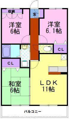 ハイツ・アムール(3LDK/3階)の間取り写真