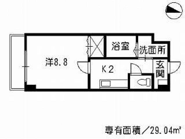 ボヌールポルト(1K/2階)の間取り写真