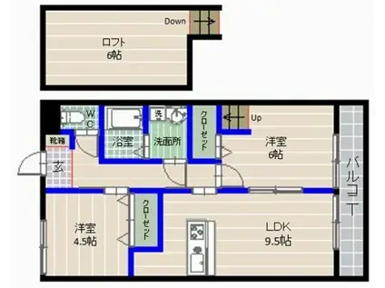 ウエストウィンⅡ(2LDK/2階)の間取り写真