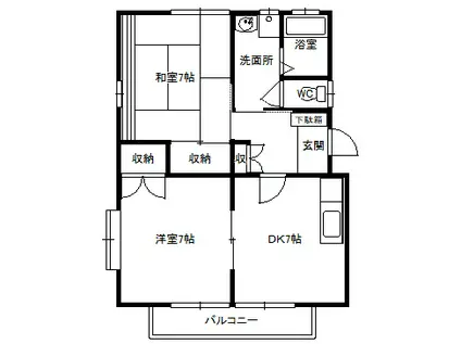 メゾン・ド・ローゼス(2DK/1階)の間取り写真