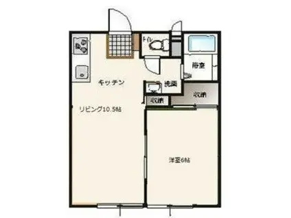 リバーサイドハイツ(1LDK/1階)の間取り写真