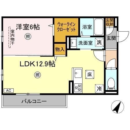 PREMILIFE羽屋(1LDK/1階)の間取り写真