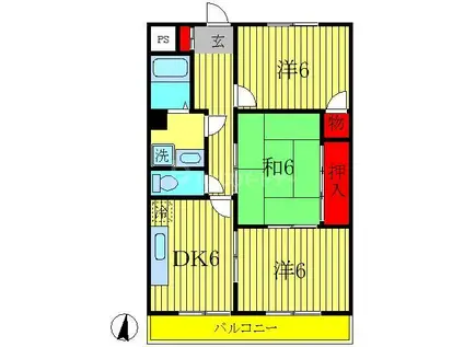 マンション豊四季(3DK/4階)の間取り写真