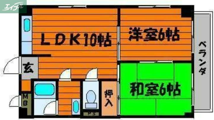 センチュリー旭川(2LDK/4階)の間取り写真