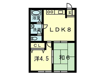 大江ハイツ(2LDK/5階)の間取り写真