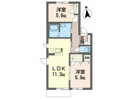セルブラン(2LDK/1階)の間取り写真