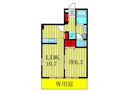 ロトルアK(1LDK/1階)の間取り写真