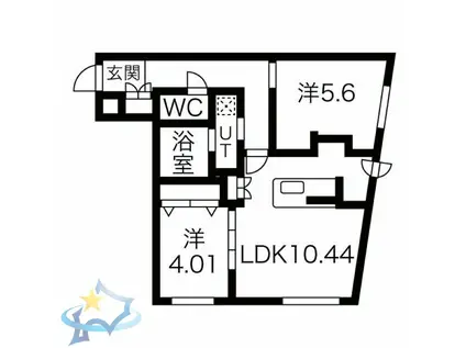 RESIDENCE SHINMEI MARUYAMA(2LDK/4階)の間取り写真
