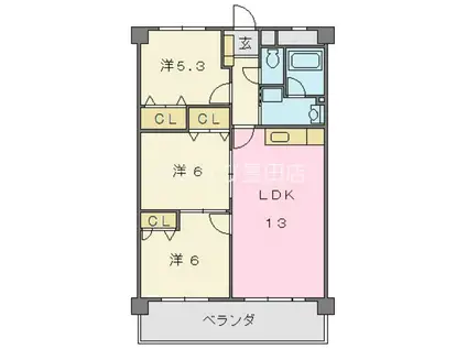 バードランド(3LDK/3階)の間取り写真