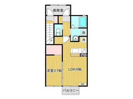 APPARTEMENT COCON(1LDK/1階)の間取り写真