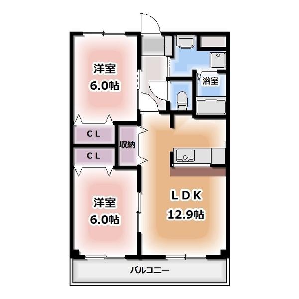 ピュアエクセル(2LDK/1階)の間取り写真