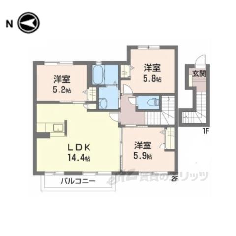 コンフォート東福寺(3LDK/2階)の間取り写真