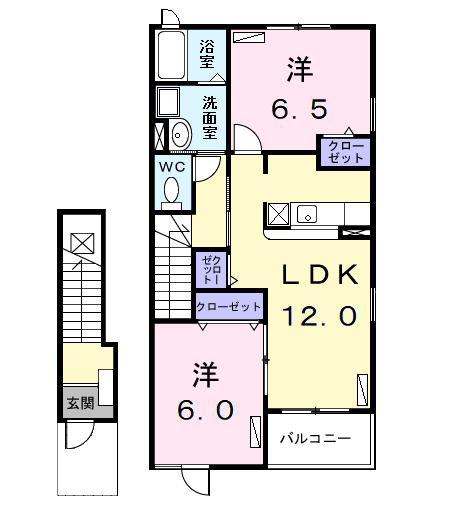 モデルノ コルソB(2LDK/2階)の間取り写真