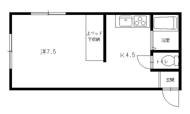 らいふはうすK(1K/1階)の間取り写真