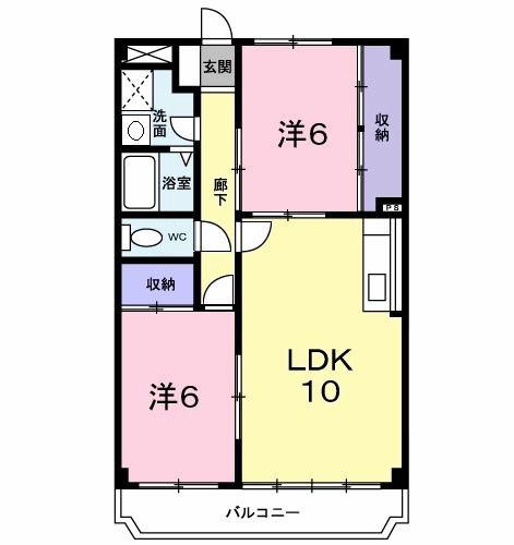 ロワイヤル大久保II(2LDK/3階)の間取り写真