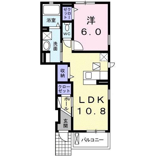 エアリーシーズンⅡ(1LDK/1階)の間取り写真