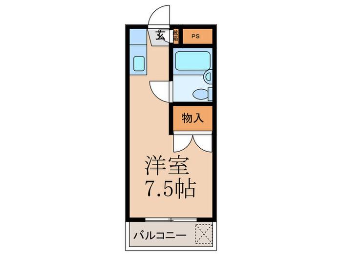フェリス小嶺台(ワンルーム/1階)の間取り写真