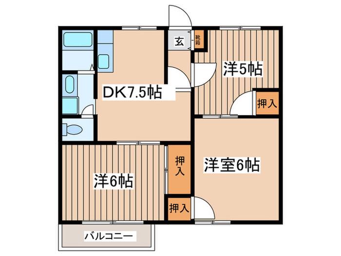 APA KIT A棟(3DK/2階)の間取り写真