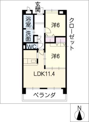 アネックス稲沢駅前(2LDK/2階)の間取り写真