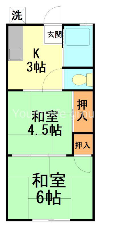 都喜和荘(2K/2階)の間取り写真