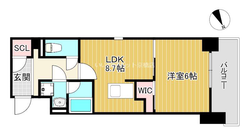 ヴェール同心(1LDK/6階)の間取り写真