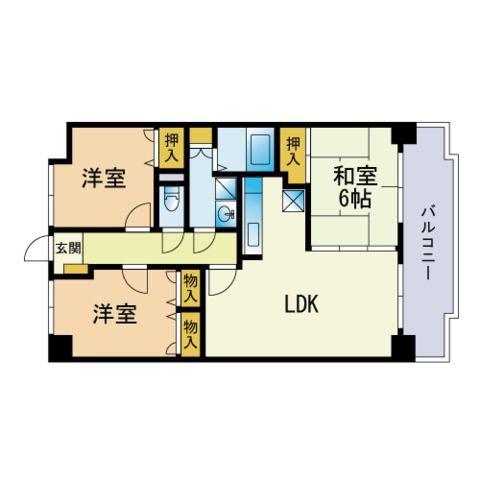 エスペランス大野城(3LDK/4階)の間取り写真