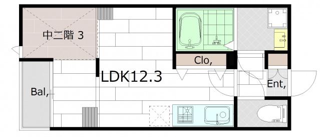 M TERRACE北大河(1LDK/1階)の間取り写真