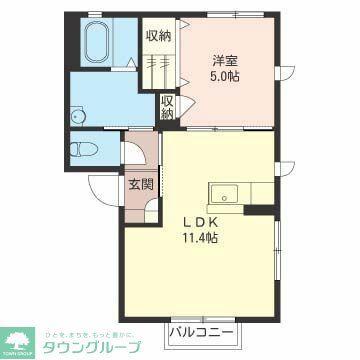 ルーベラA(1LDK/2階)の間取り写真