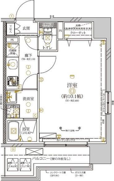 ディアレイシャス大須観音(1K/4階)の間取り写真