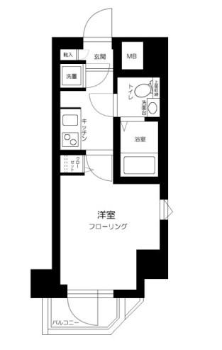 エクセリア門前仲町(1K/3階)の間取り写真