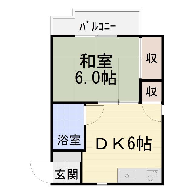 カサブランカ(1DK/3階)の間取り写真
