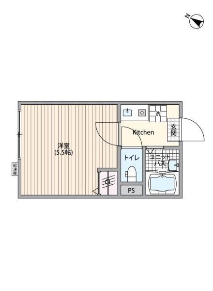 アーバングレイス五反野II(1K/1階)の間取り写真