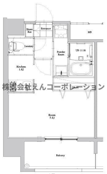 エンクレストベイ天神東III(1K/8階)の間取り写真