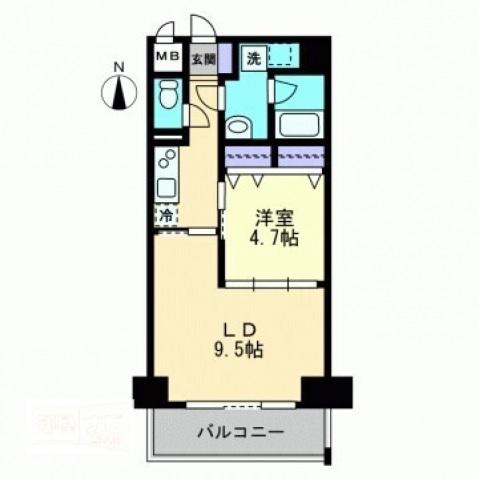 ハアラン表町(1LDK/11階)の間取り写真