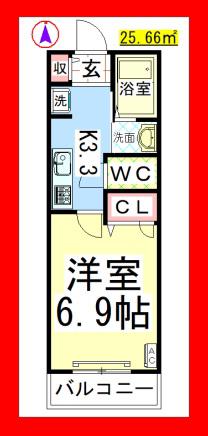 AF ヘーベルメゾンE.H.K(1K/2階)の間取り写真