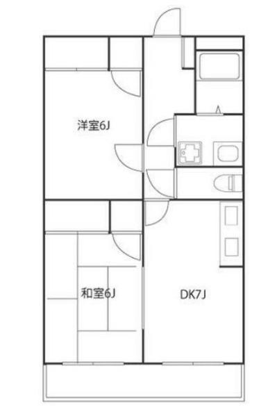 リバーサイド西八王子(2DK/3階)の間取り写真