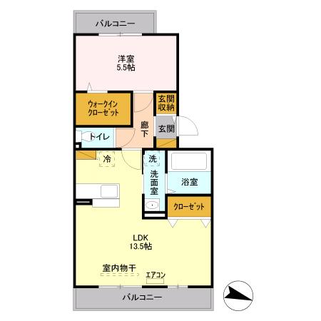 フェイバリッチ新和 B棟(1LDK/3階)の間取り写真